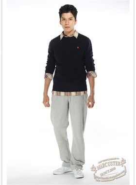 rtw羊毛衫男2025年纯色绞花圆领羊毛套头毛衣修身休闲打底衫33081