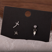 F136植入级医用钛合金微镶十字架六芒星螺纹平底防过敏穿刺小耳钉