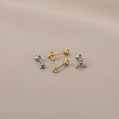 超小立体几何圆球耳钉钛钢细针螺丝拧扣耳骨钉免摘耳蜗耳垂小耳钉