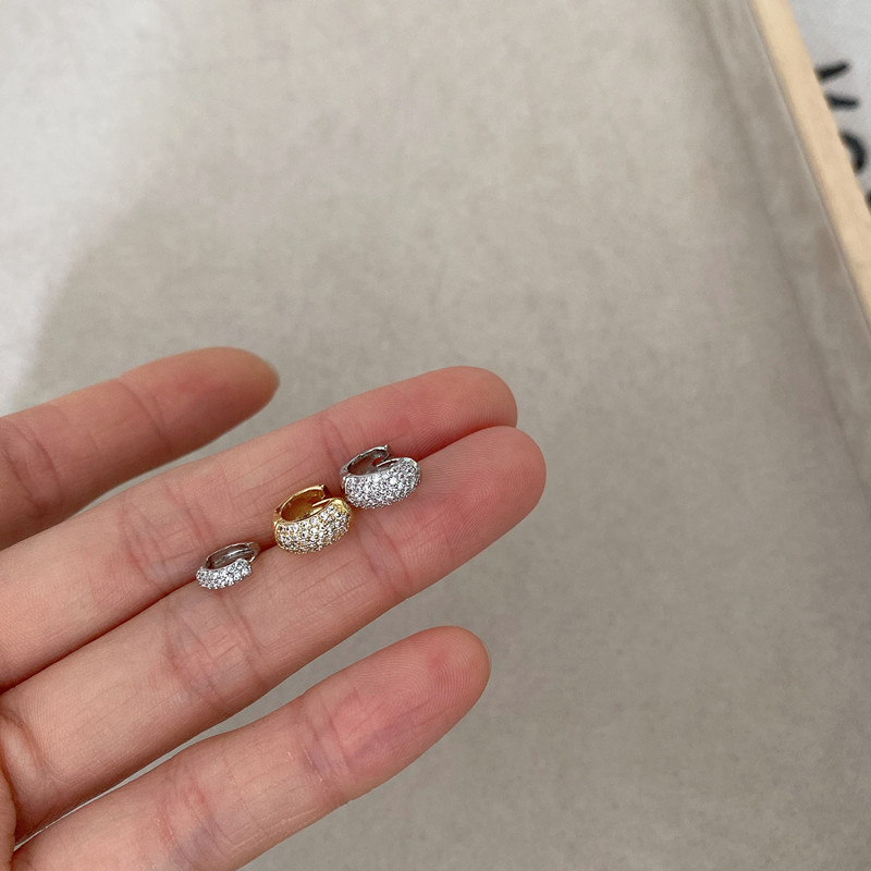 精致微镶钻石超闪圈圈隐形小耳环
