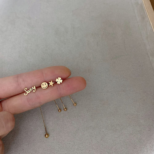 四叶草笑脸前后戴链条螺丝拧扣