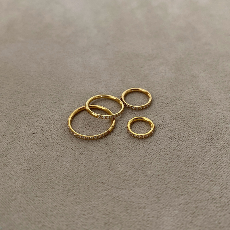 通体钛钢隐形扣微镶耳骨扣耳垂