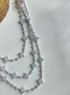 高级四叶草夸张项链925纯银颈链