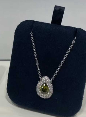 925纯银绿色水滴满镶项链