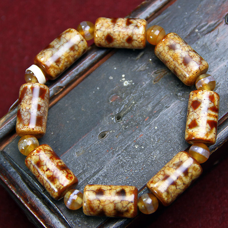 西藏天珠红玉髓宝源天然手串帽色藏式桶珠民族风男女款佛珠手链