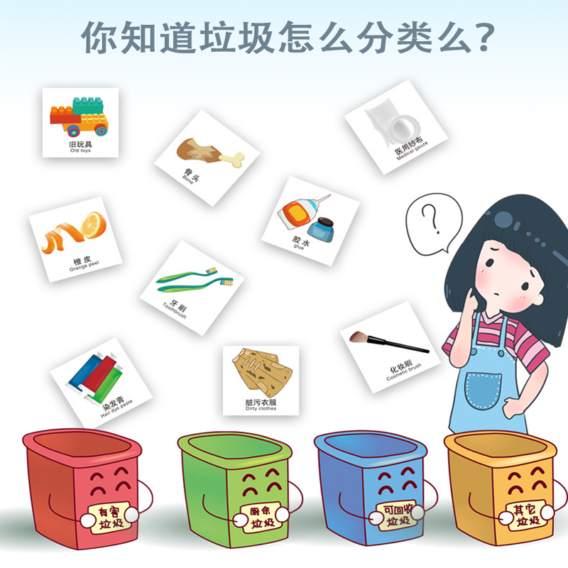 垃圾分类游戏道具垃圾桶儿童幼儿园diy手工折纸材料认知益智玩具
