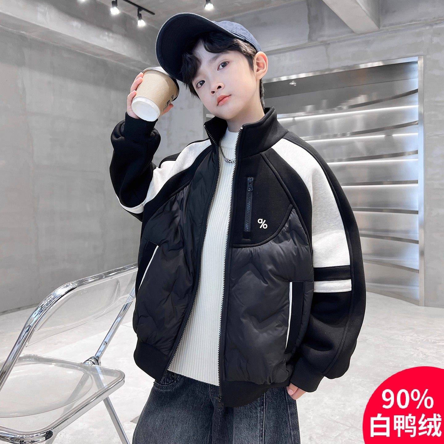 法国男童冬季羽绒服2025新款冬装90白鸭绒外套中大儿童男孩冬款潮,童装/婴儿装/亲子装,羽绒服,淘宝优惠券,粉丝福利购,淘宝优惠卷