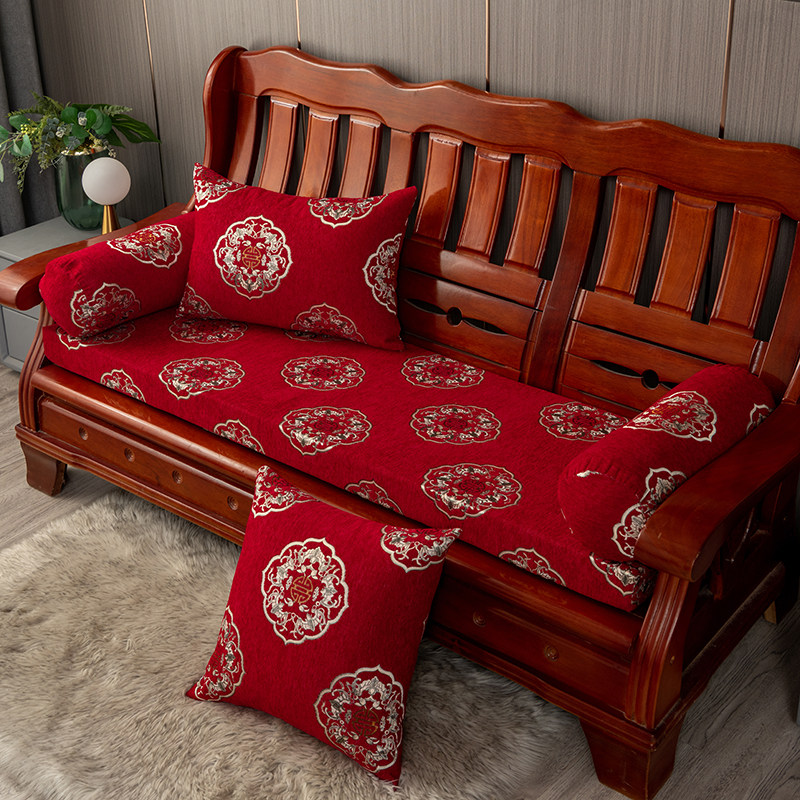 加厚海绵红木沙发坐垫四季通用防滑可拆洗实木沙发垫老式木椅垫子