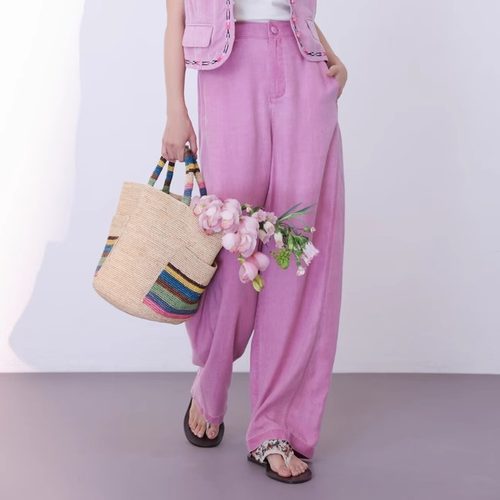 安所ANSUO专柜正品女装2025夏休闲高腰直筒阔腿牛仔长裤 GX1K110