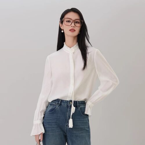 安所ANSUO女装专柜正品国内代购2025春新款长袖衬衫GC1C018
