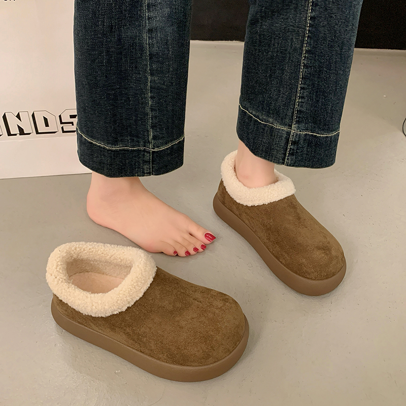 2025年冬季加绒网红保暖毛绒时尚百搭休闲洋气勃肯女鞋