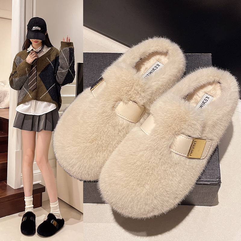 2025秋冬网红新款厚底韩版洋气休闲毛毛鞋女款时尚百搭显脚小潮鞋