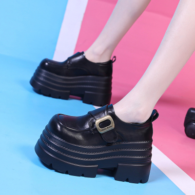 2025新款春秋单鞋厚底乐福鞋小个子10cm增高英伦风小皮鞋女款女鞋