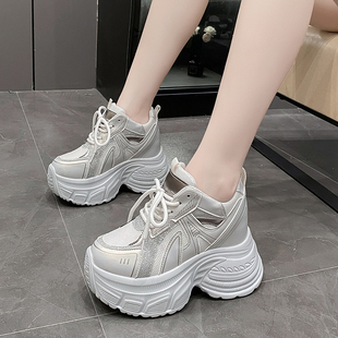 春秋洋气炸街厚底休闲运动潮鞋 百搭小个子内增高老爹鞋 女2025新款