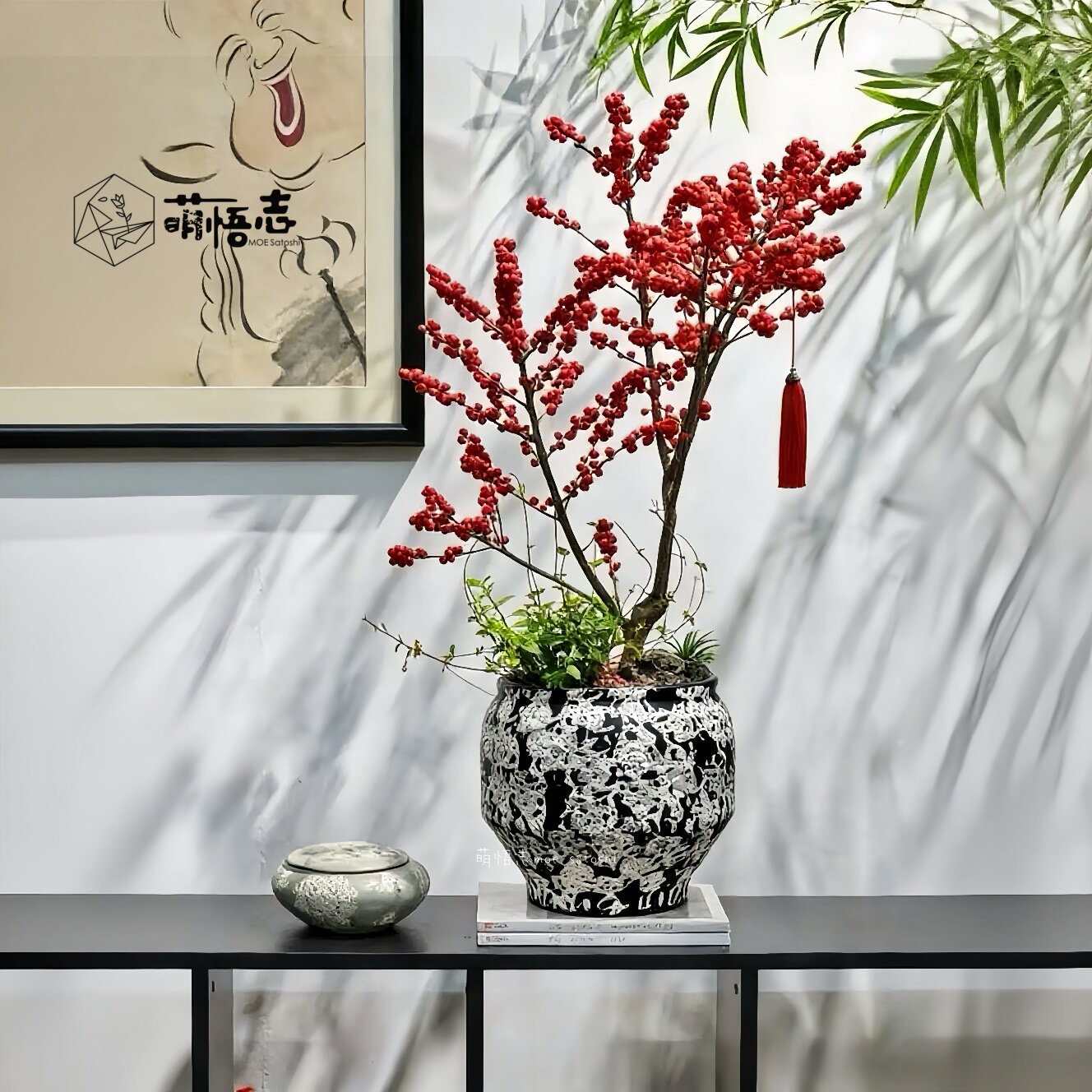 复古气泡釉透气陶瓷花盆三角梅发财树专用蝴蝶兰组合桌面盆栽清仓