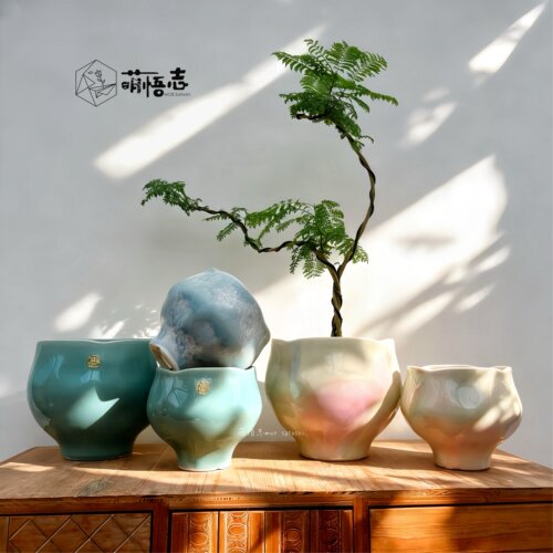 新中式轻奢陶瓷桌面花盆