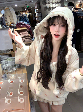 【瑞茜】猫咪派对 秋季甜美宽松小众设计感卫衣R6532-1H