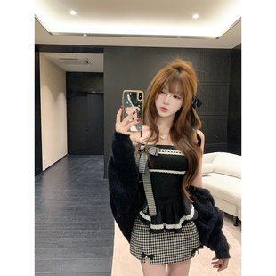 R9309 春夏纯欲风小众显瘦吊带上衣半裙 日杂少女 瑞茜