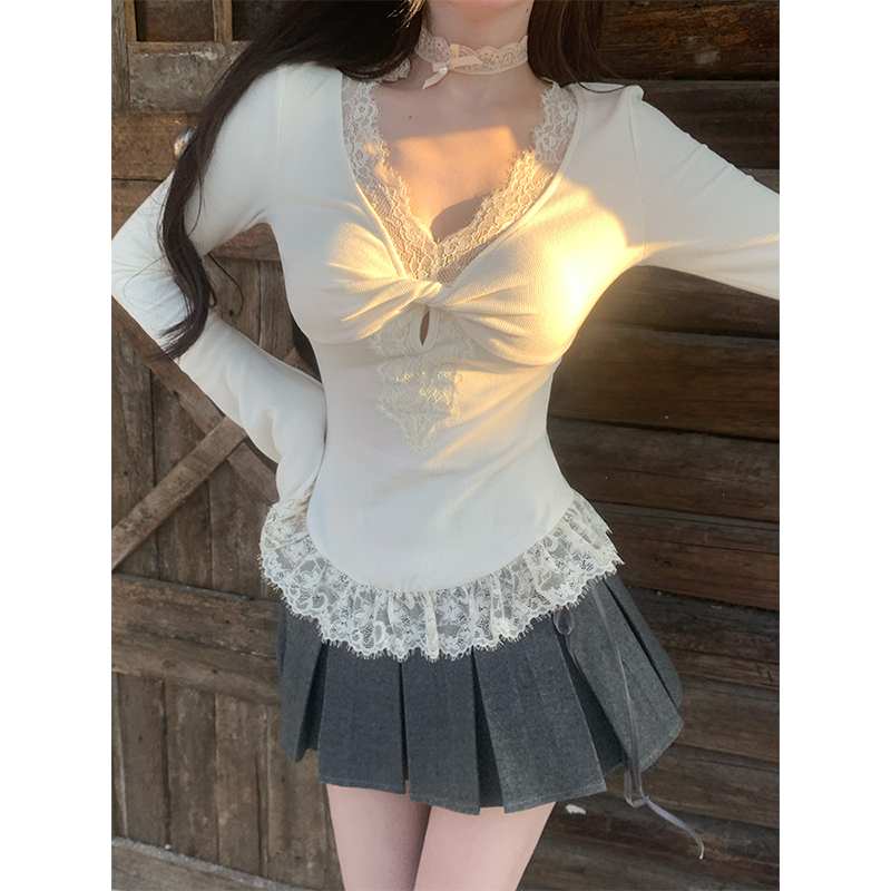 秋冬纯欲风蕾丝性感小众设计打底