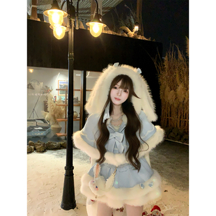 冬季 氛围感甜美时尚 套装 R9350 玉桂Go 连衣裙斗篷 瑞茜