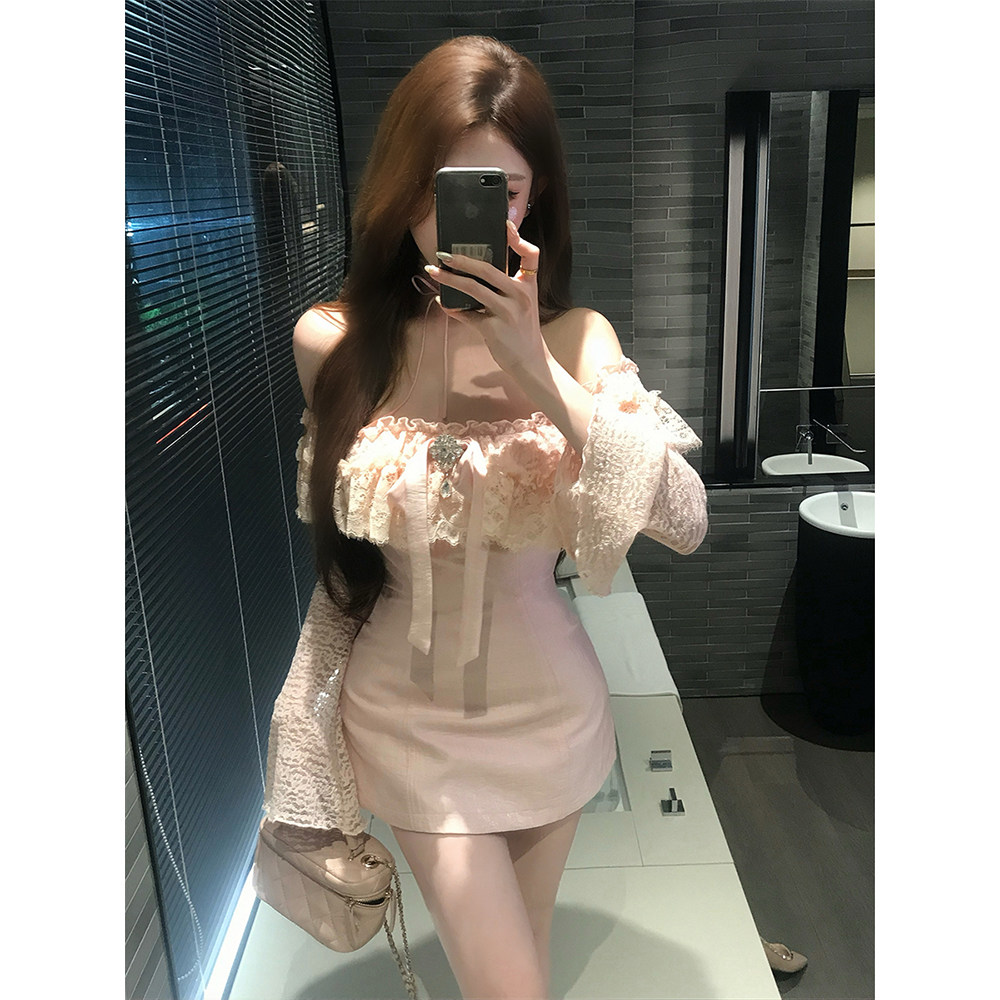 【瑞茜】 桃色琉璃 秋季甜美可爱风小众设计连衣裙 R3918W