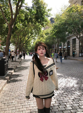 【瑞茜】牛津假日 秋冬甜美学院风宽松显瘦上衣半裙R3481W