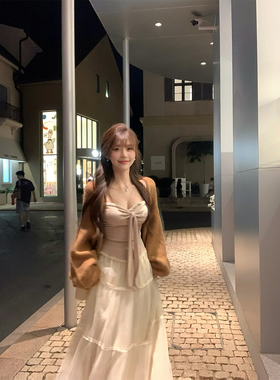 【瑞茜】浅雾集 秋季温柔风显瘦修身小众吊带长半裙R1121-1T