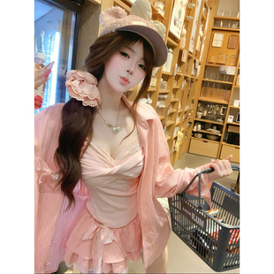 R3497 早秋软妹风小众设计背心半裙衬衫 汽水少女 瑞茜