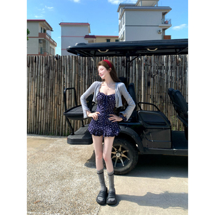 【瑞茜】 韩系少女 夏季新款度假田园风连衣裙开衫 R2693-1L
