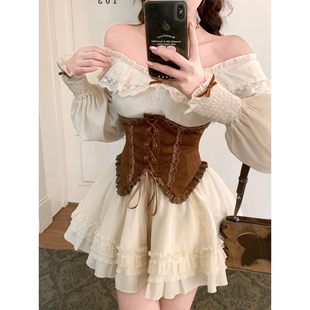 【瑞茜】枫糖可可 早秋甜美显瘦设计感连衣裙腰封R1098-1T