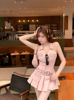 【瑞茜】 热恋甜桃 夏季甜酷辣妹风气质小众连衣裙R7052V