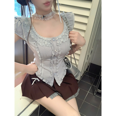 【瑞茜】 薄荷奶咖 夏季纯欲风显瘦原创小众上衣半裙R8262-1Y