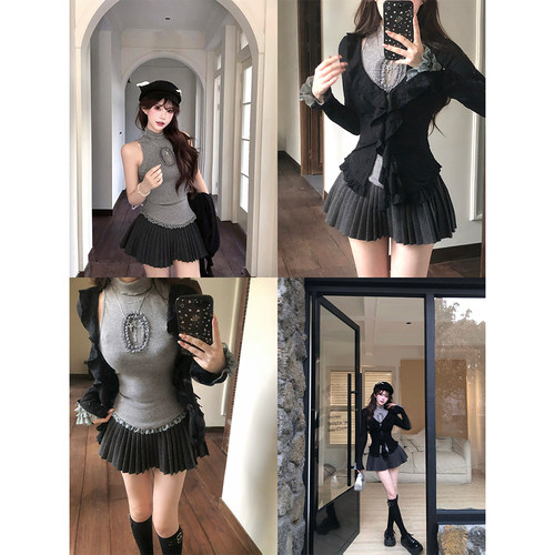 【瑞茜】甜辣心结 初秋甜辣修身显瘦设计感上衣开衫R5757-1Z