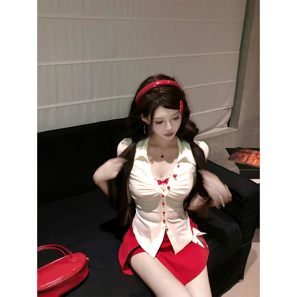【瑞茜】甜心辣妹 夏季纯欲风修身上衣两件套半身裙R1027-1T