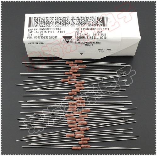 进口美国 261K 0.25W DALE RN55C 1/4W 金属膜电阻 VISHAY 2613F