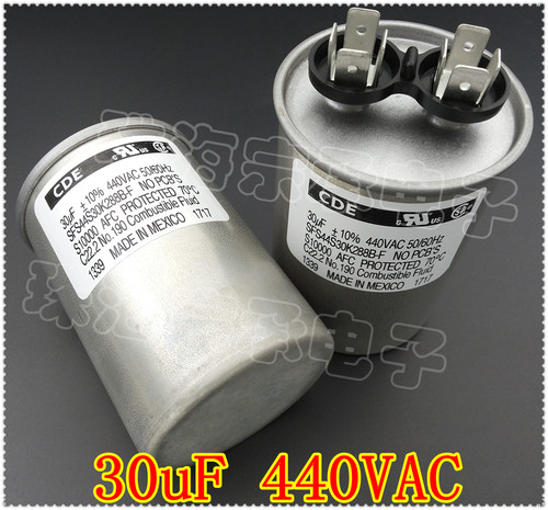 进口墨西哥 30uF 440VAC CDE 电机运行 启动电容 SFS44S30K288B-F