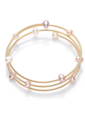 天然淡水珍珠14K注金多层手链