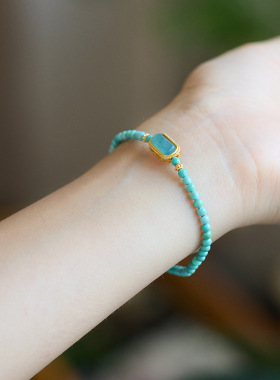 湖北原矿天然绿松女款手链