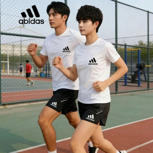 短裤 速干衣宽松健身跑步短袖 男女夏季 品牌运动服冰丝T恤两件套装