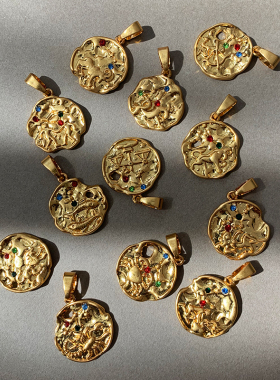 铜镀金女星座项链礼物