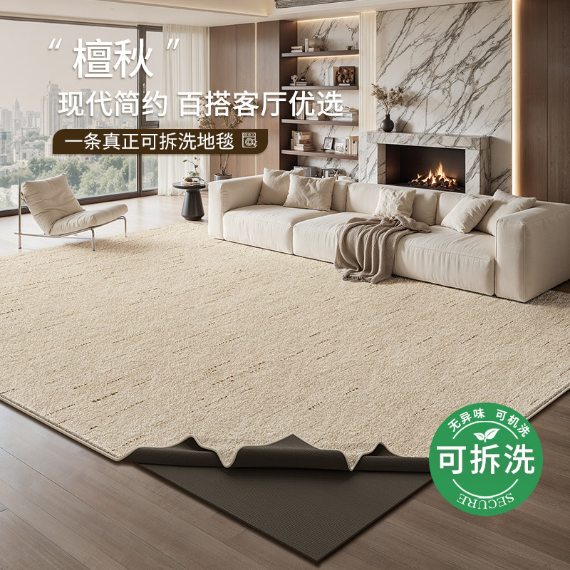 可拆洗地毯客厅2026新款现代简约大面积全铺机洗双层纯色卧室地垫