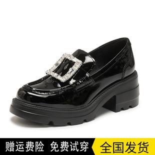 女鞋 商场同款 厚底小皮鞋 方糖爵士英伦风乐福鞋 EEZ07AA6 2026新款