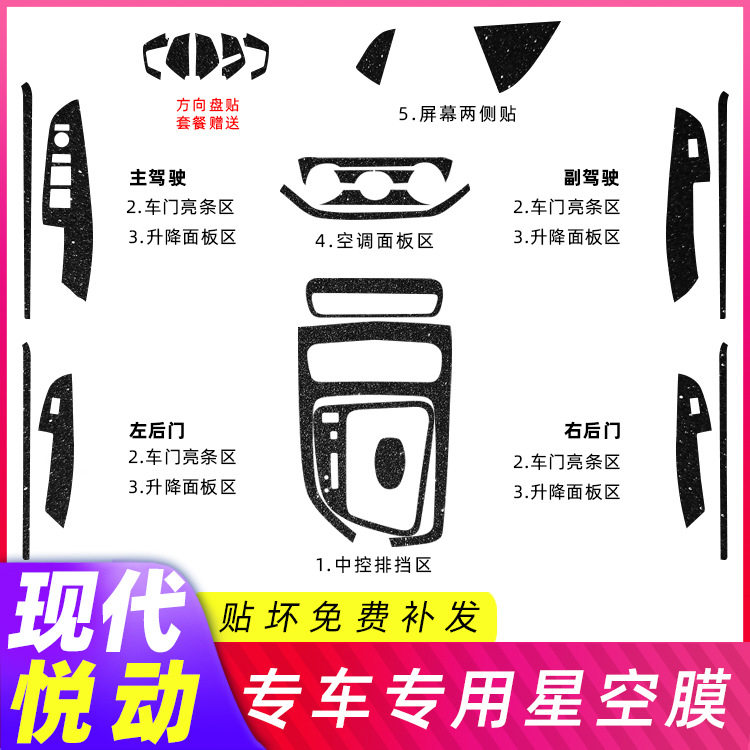 适用17-21款现代悦动改装内贴纸/立体贴纸