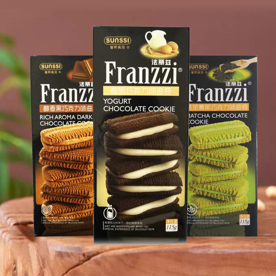 法丽兹夹心曲奇饼干115g盒装抹茶慕斯巧克力味办公室休闲零食小吃