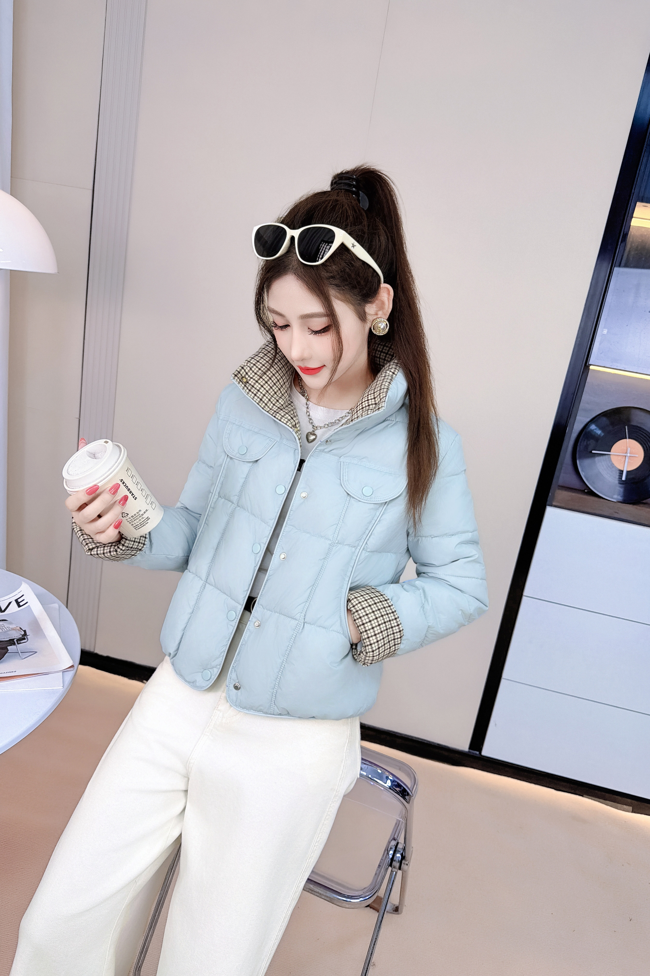 小个子短款棉袄外套女2025冬季新款洋气格子拼接立领保暖棉衣棉服,女装/女士精品,棉衣/棉服,淘宝优惠券,粉丝福利购,淘宝优惠卷