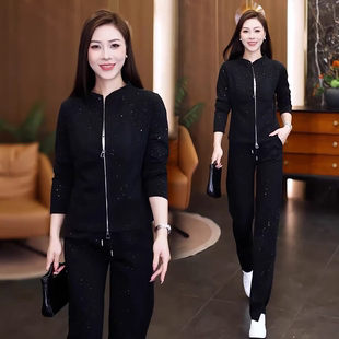 休闲运动套装女2026春秋新款韩版修身拉链外套显瘦直筒裤两件套潮