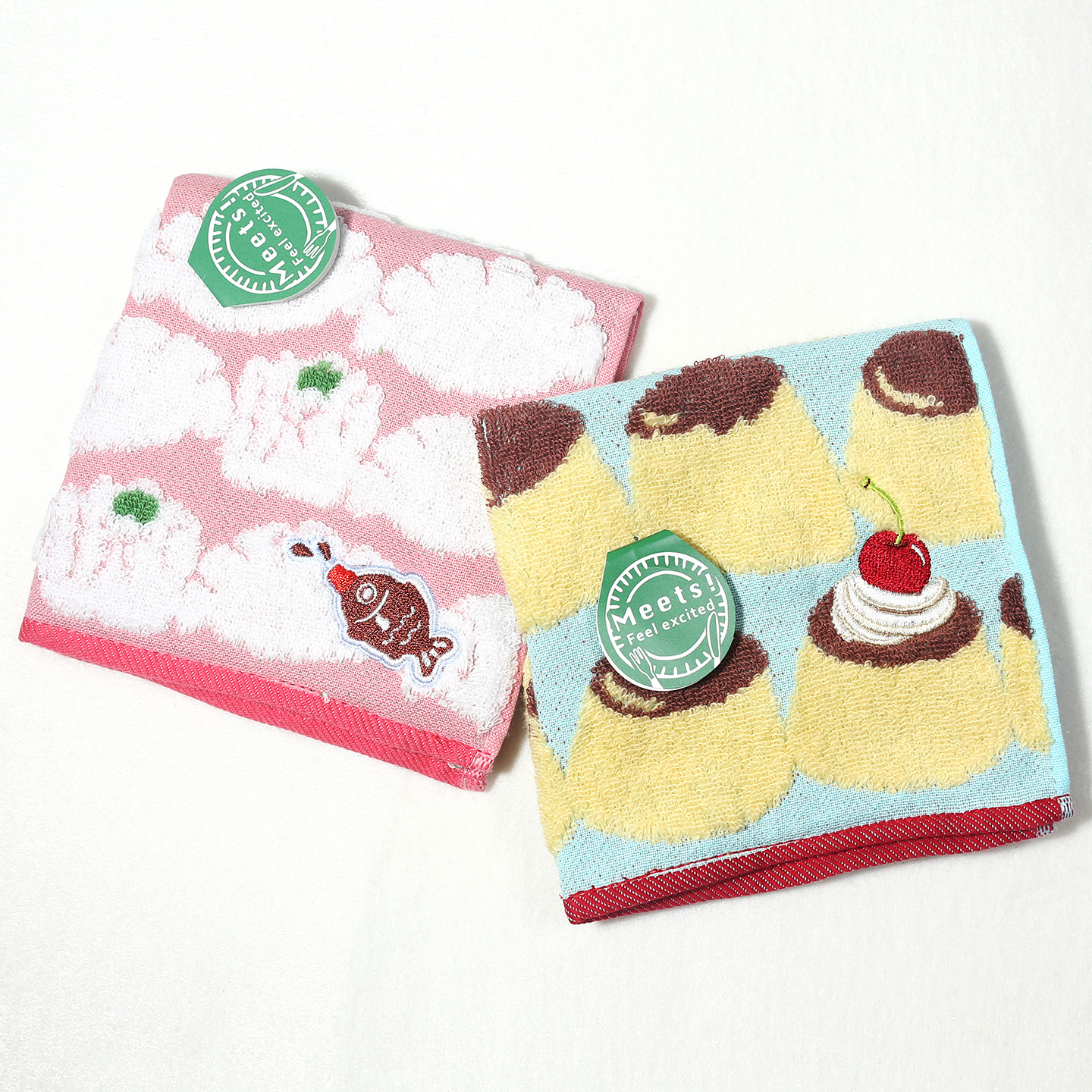 日本制和音女士小方巾毛巾手帕手绢洗脸巾厚款擦手巾纯棉刺绣方巾