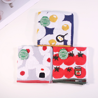 日本制和音女士小方巾毛巾手帕手绢洗脸巾厚款擦手巾纯棉刺绣方巾