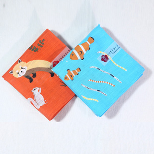 日本制和音儿童手帕手绢小动物全棉小围巾宝宝幼儿园现货柔软