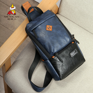 稻草人胸包男士 运动男生斜挎包休闲小背包大容量单肩包夏 包包新款